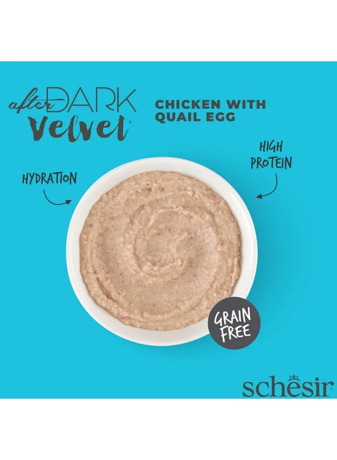 Schesir After Dark Velvet Mousse for Adult Cats – Chicken with Quail Egg – Grain-Free High-Protein Formula – 320 g (Pack of 4) - Image 2